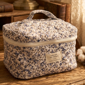 Trousse maquillage fleurie bleu - Vanity
