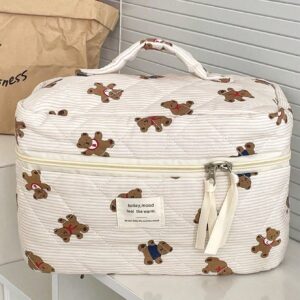 Grande Vanity Matelassée Oursons — Trousse de toilette à poignée